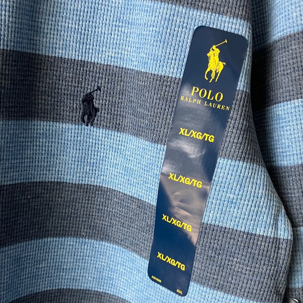 Polo by Ralph Lauren Blue Striped Textured Sleepwear Men’s Size XL NWT - Picture 3 of 7